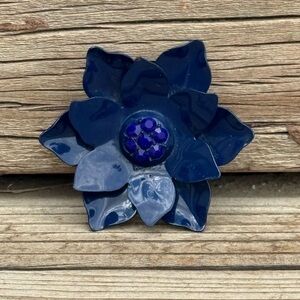 Bundle 3 for 50% off 1950s-60s Blue Enameled Flower Pin